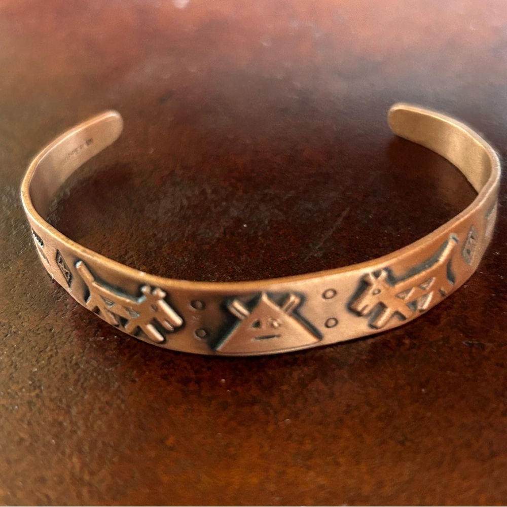Vintage Wheeler Manufacturing Co. Copper Southwest Cuff Bracelet Signed - Picture 5 of 11